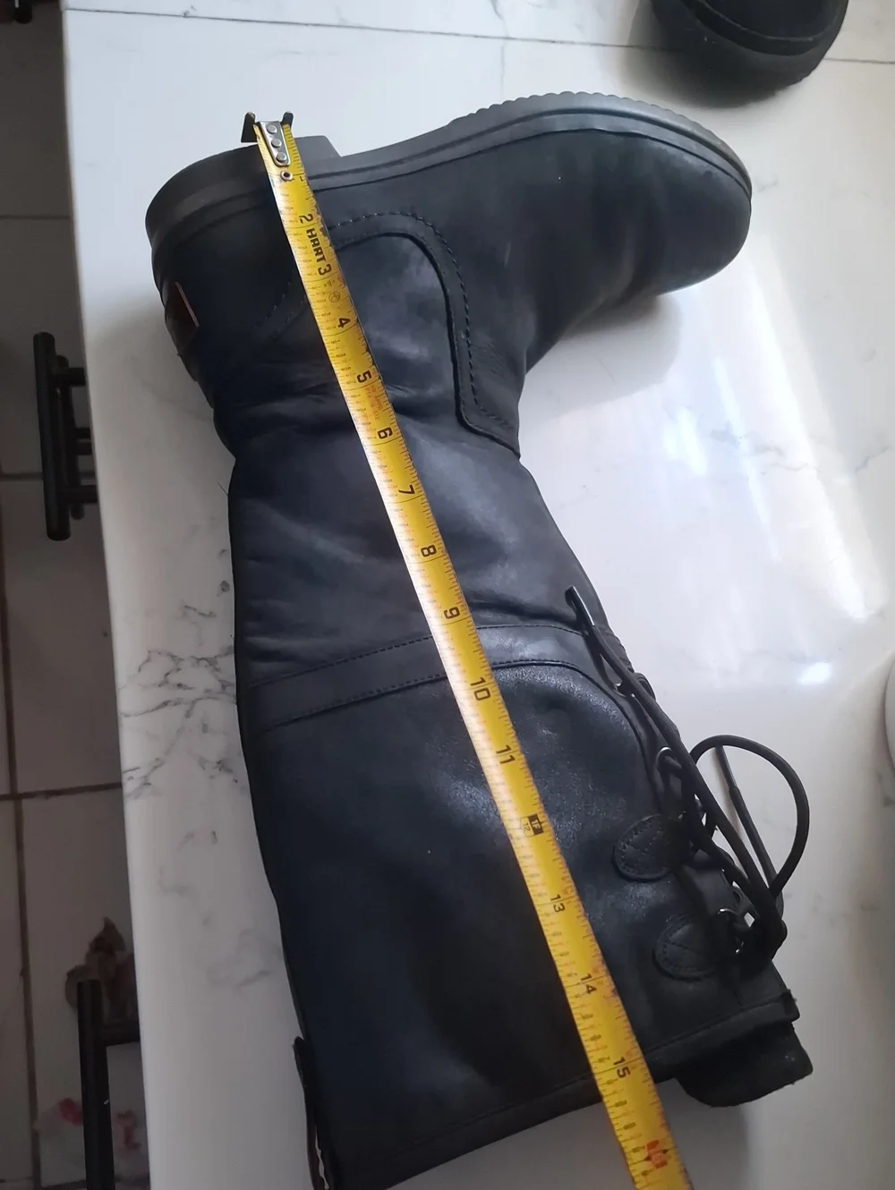 UGG Waterproof  Womens Black Lace-Up Mid-Calf Boots with Side Zippers